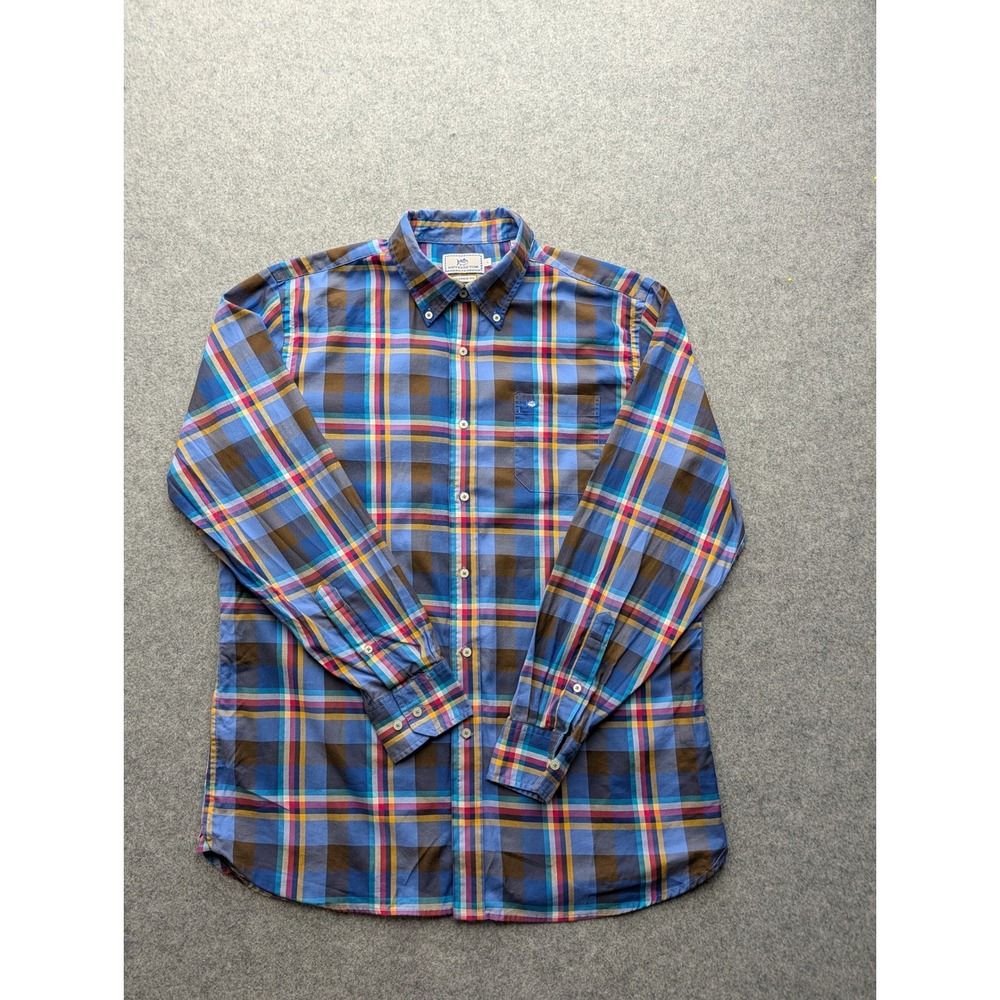 Southern Tide Button Down Shirt Mens Large Classic Fit Blue Multi Plaid Cotton